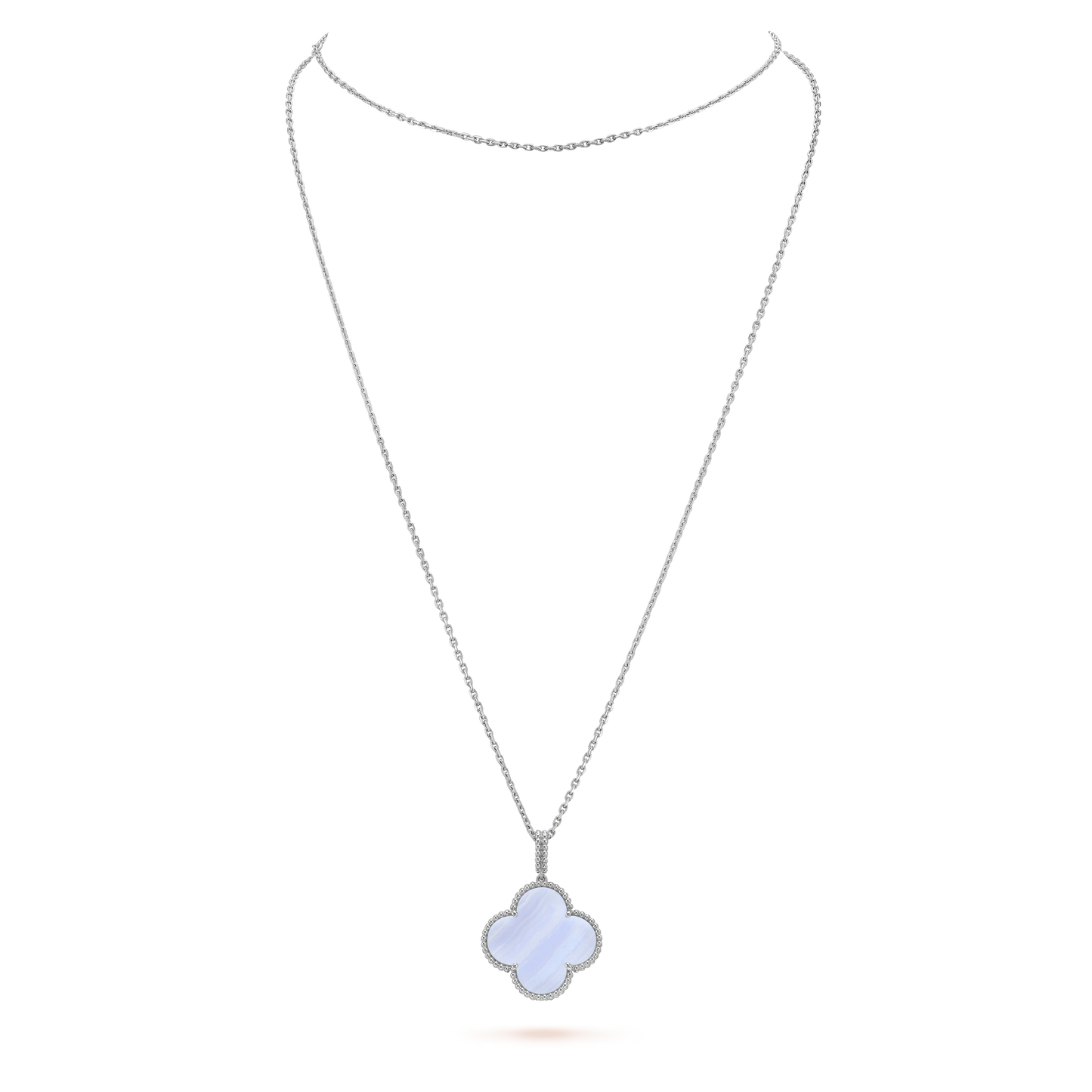[GALE]CLOVER SILVER CHALCEDONY BIG CLOVER KETTE