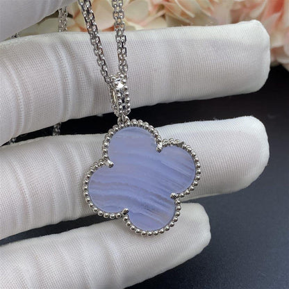 [GALE]CLOVER SILVER CHALCEDONY BIG CLOVER KETTE