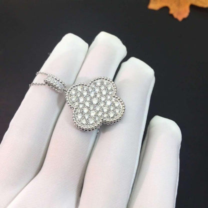 [GALE]CLOVER 25MM SILBER VOLLDIAMANTEN GROSSE KLEE-HALSKETTE