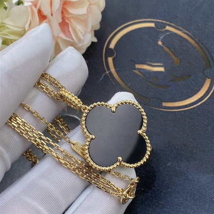 [GALE]CLOVER 25MM GOLD ONYX GROSSE KLEE-HALSKETTE