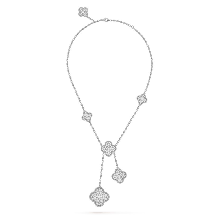 [GALE] KETTE MIT 5 KLEEMOTIVEN, SILBERNEN DIAMANTEN