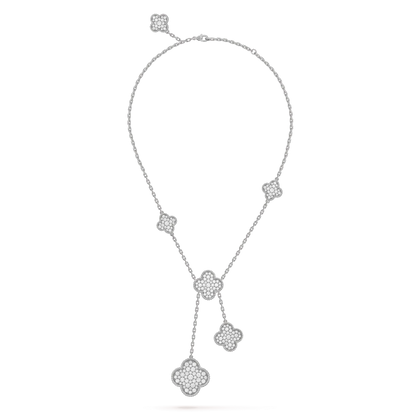 [GALE] KETTE MIT 5 KLEEMOTIVEN, SILBERNEN DIAMANTEN