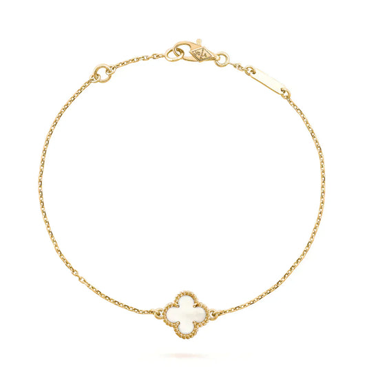 [GALE]CLOVER WHITE MOP SINGLE FLOWER BRACELET