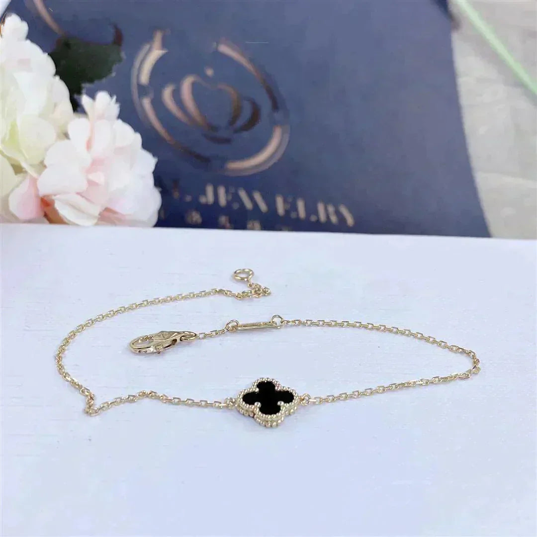 [GALE]CLOVER ONYX EINZELNE BLUMENARMBAND