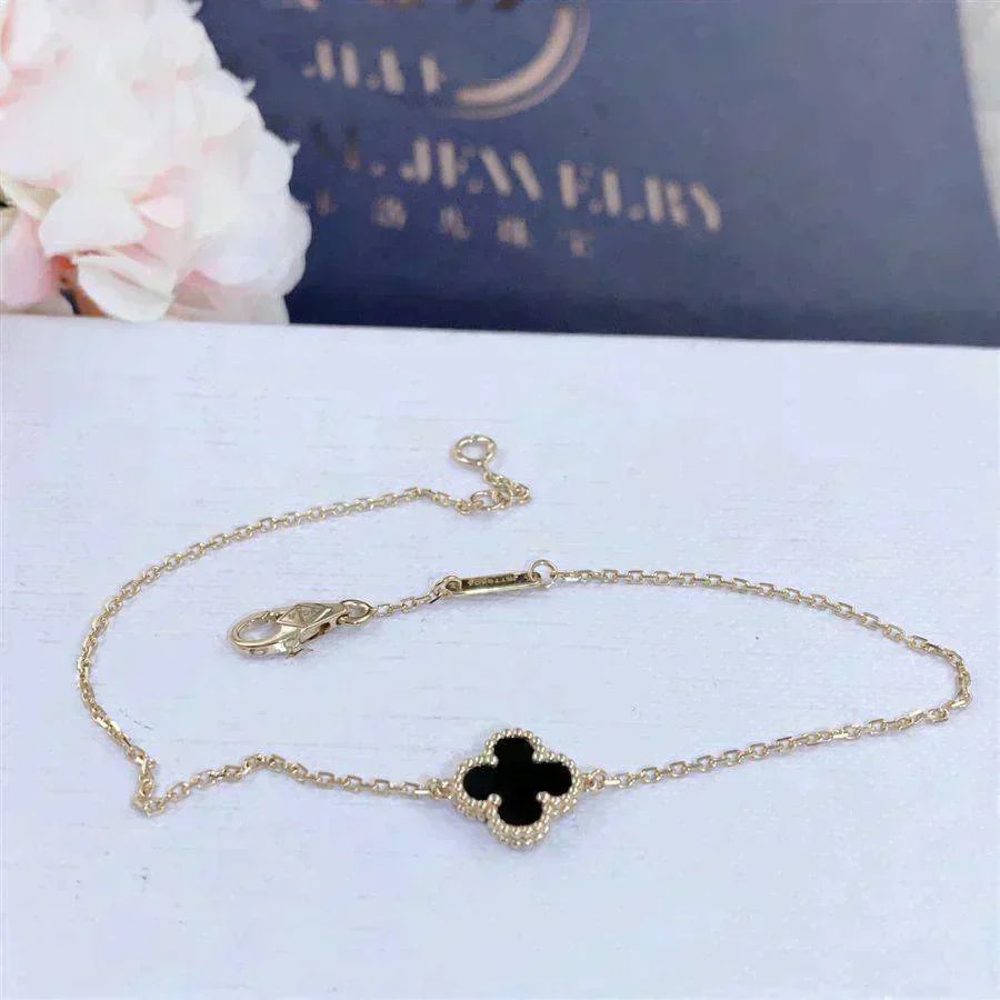 [GALE]CLOVER ONYX EINZELNE BLUMENARMBAND