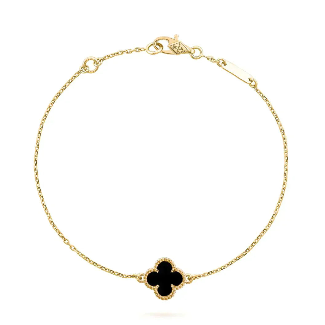[GALE]CLOVER ONYX EINZELNE BLUMENARMBAND