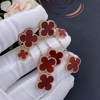 [ゲイル]クローバーイヤリング カーネリアン 4モチーフ ピンクゴールド