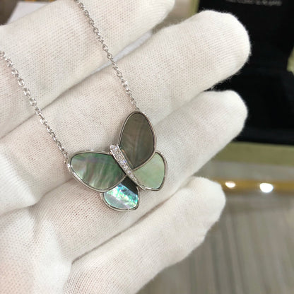 [GALE] GROSSE SCHMETTERLINGS-DIAMANT-ANHÄNGER-KETTE AUS SILBER